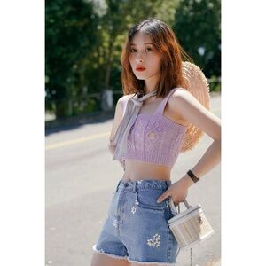 Lavender Knit Floral Top